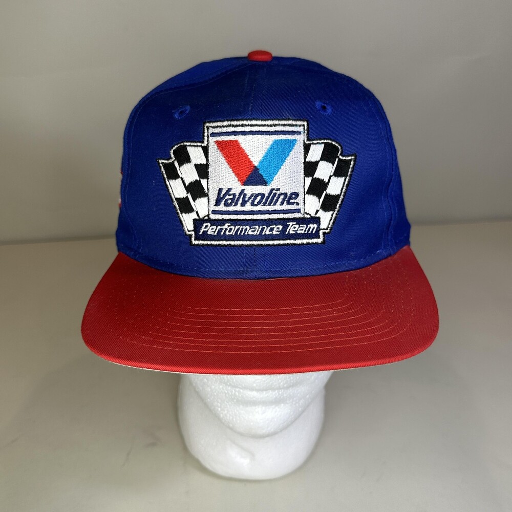 Vintage Valvoline Racing Hat Cap Snap Back Blue Red NASCAR Mens Mark Martin 90s